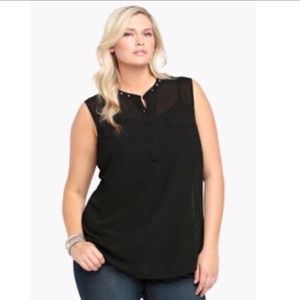 Torrid Chiffon Studded Collar Accent Sheer Blouse